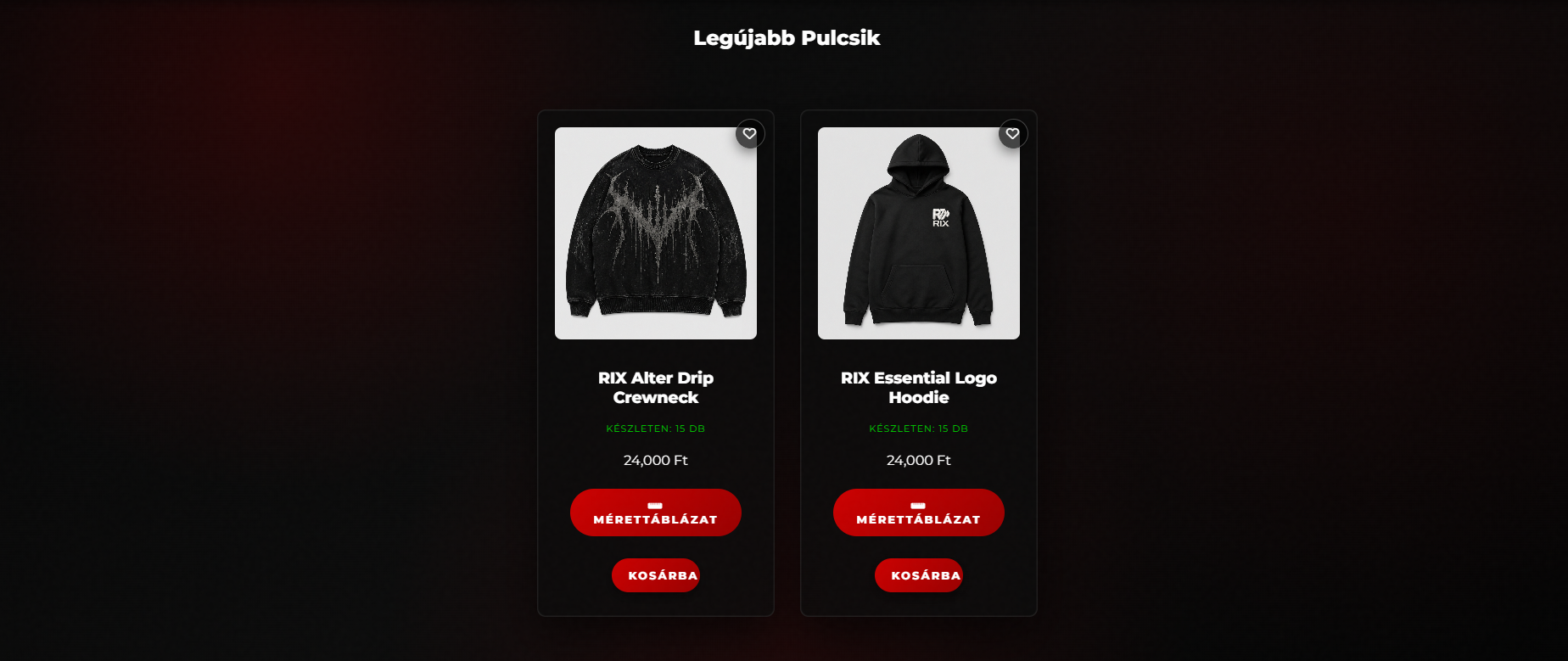RIX Fashion pulcsik szekció képernyőkép